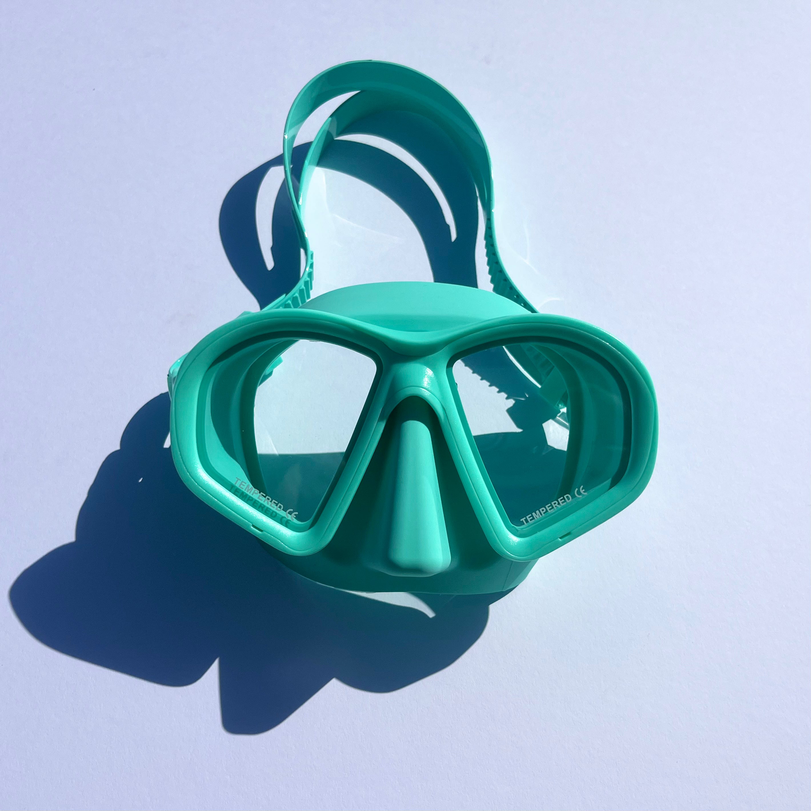 BOLDE turquoise double lens soft silicone snorkel mask with prescription lens compatibility