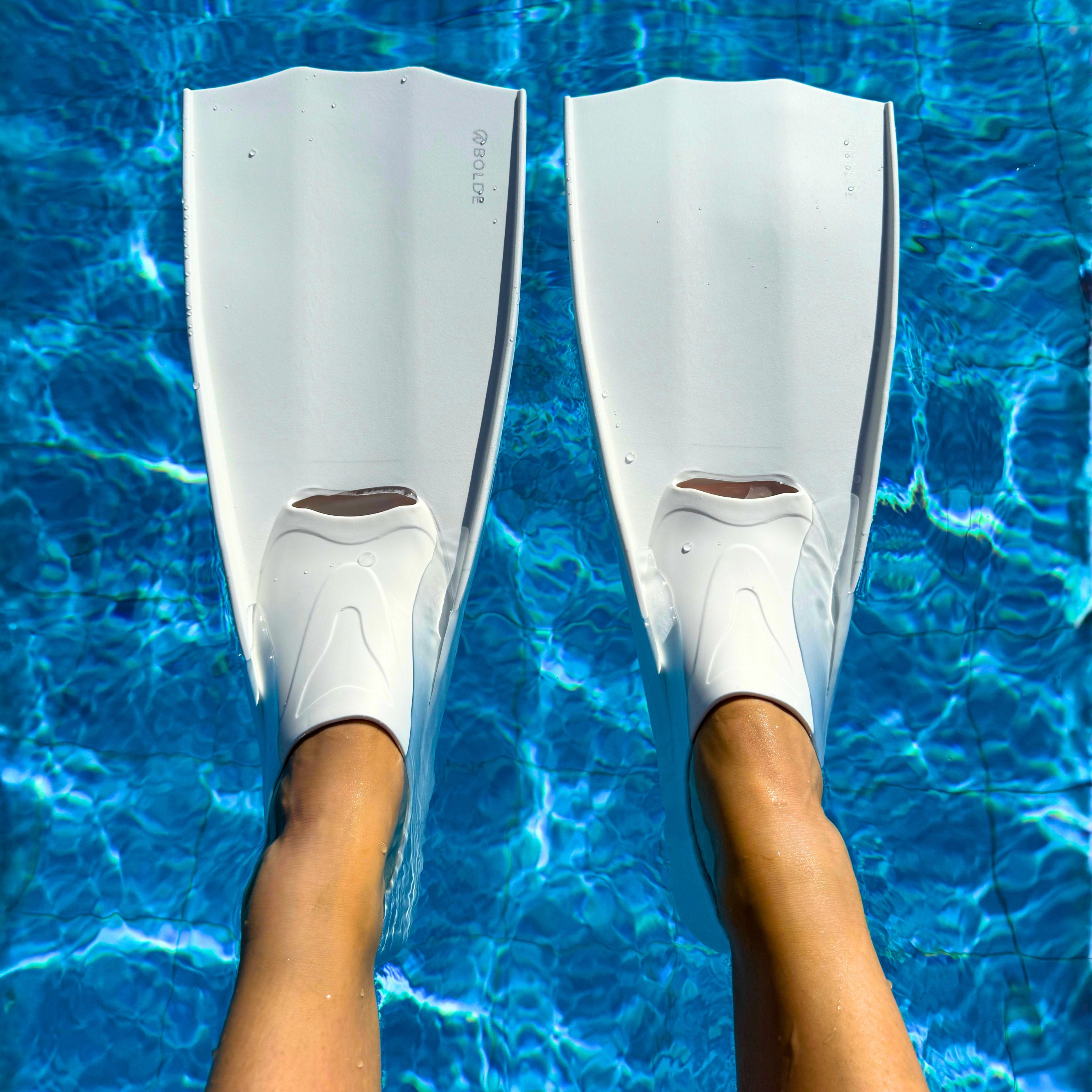 White dive and snorkel fins