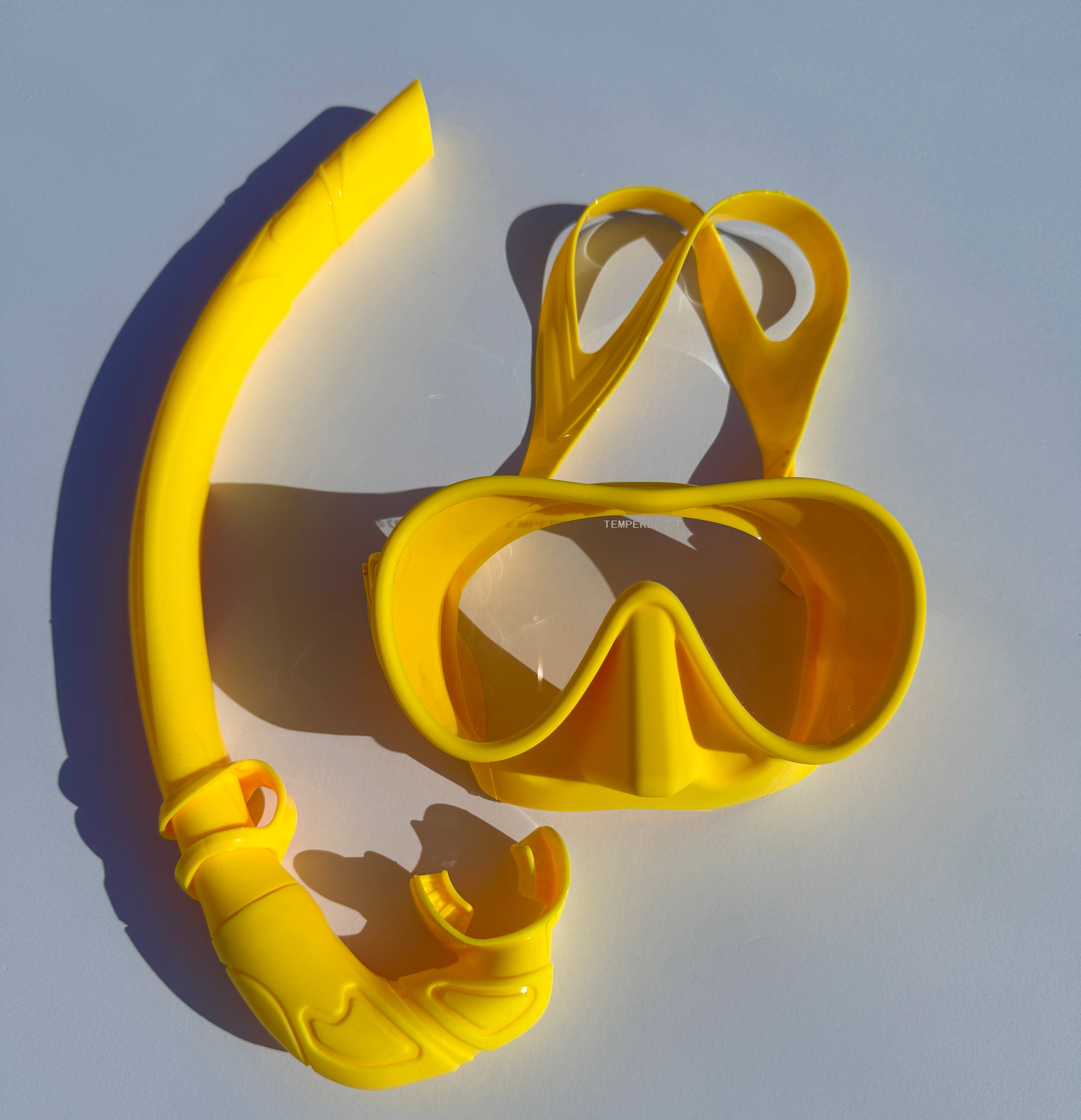 Yellow dive mask and snorkel set