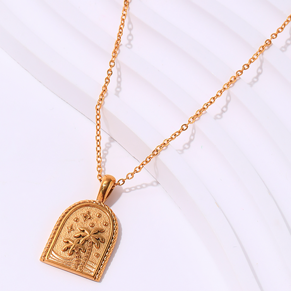 gold palm tree necklace jewellery