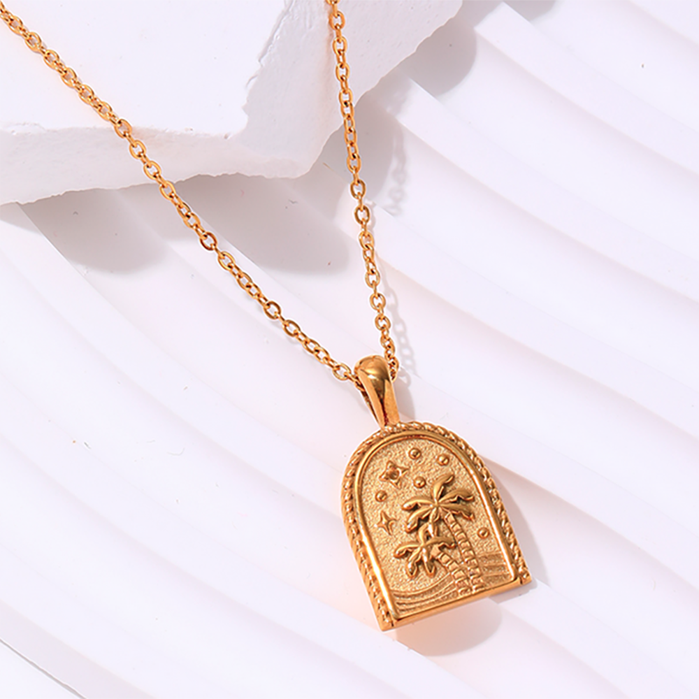 gold palm tree pendant necklace