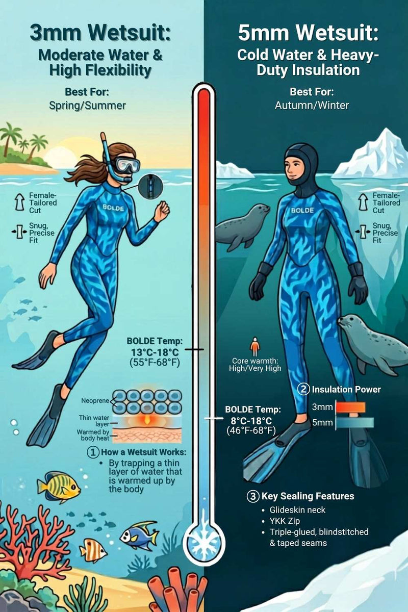 3mm vs 5mm Wetsuit: Choosing the Right Thickness for Different Water Temperatures