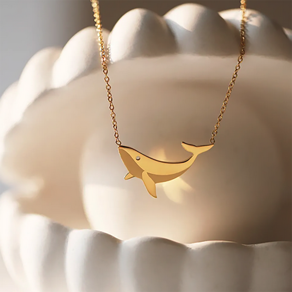 gold plated whale necklace marine jewellery