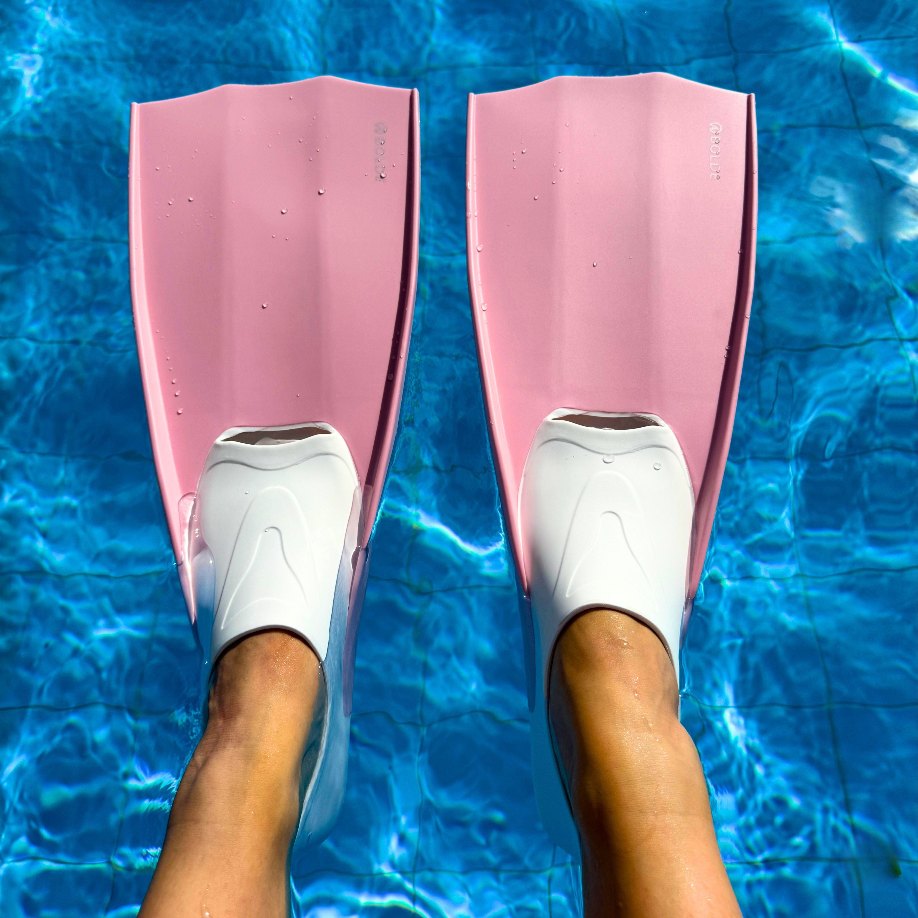 Pink and White dive and snorkel fins