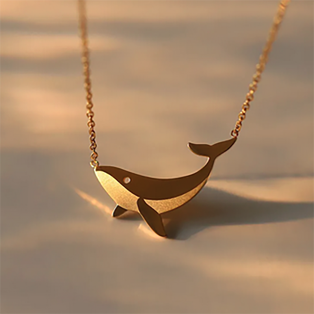whale necklace gold marine jewellery