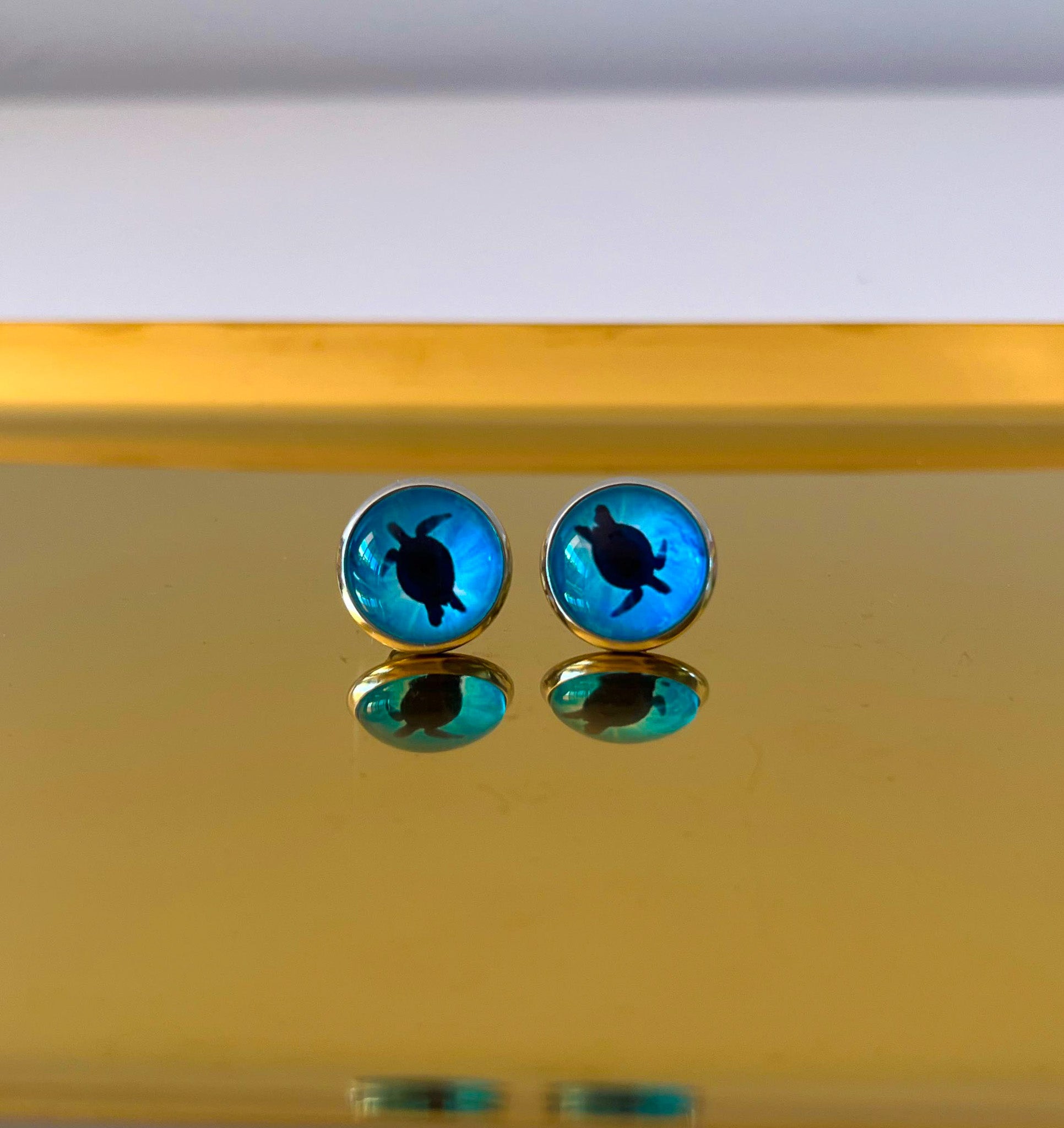 glass turtle earrings marine jewellery BOLDE