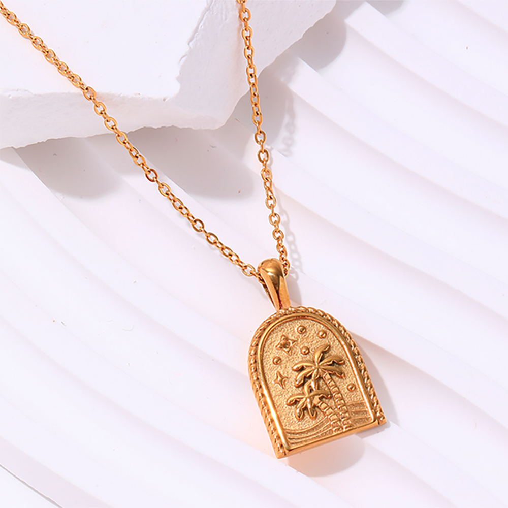 gold palm tree pendant necklace 